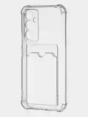 Прозрачный чехол для Samsung Galaxy A54 противоударный силиконовый ROSCO карман для карт защита углов