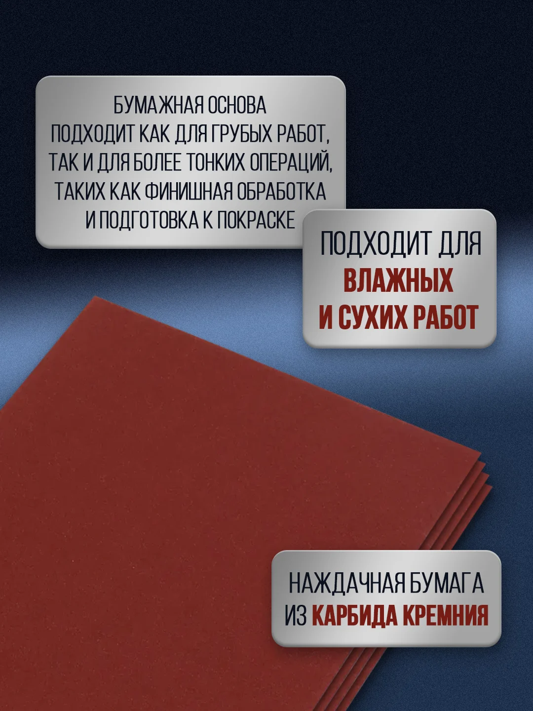 Шлифовальная бумага (наждачная ) водостойкая 230х280 мм А4 набор 4шт