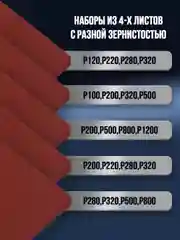 Шлифовальная бумага (наждачная ) водостойкая 230х280 мм А4 набор 4шт