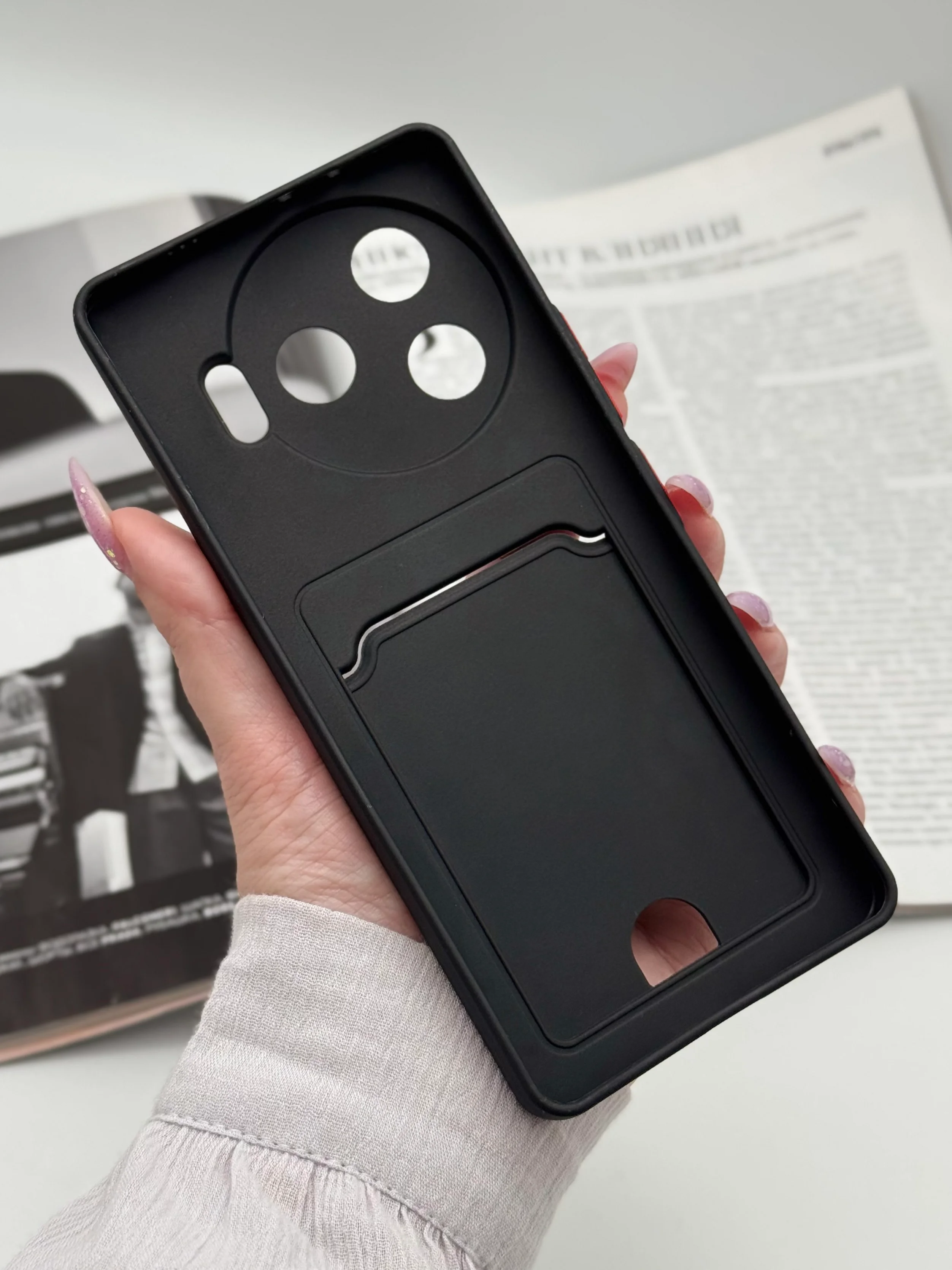 Черный чехол для Tecno Camon 30 Pro 5G, с карманом для карты, цветная накладка