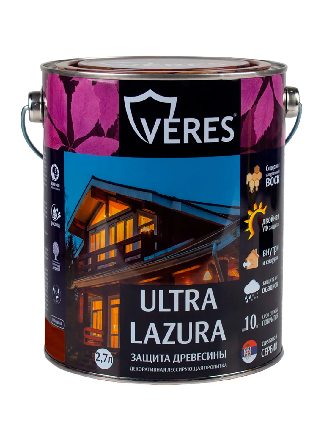 Декоративная пропитка для дерева Veres Gold Lazura №1, глянцевая, 0,9 л, бесцветная