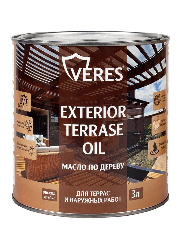 Масло для дерева Veres Exterior Terrase Oil, 3 л, бесцветное