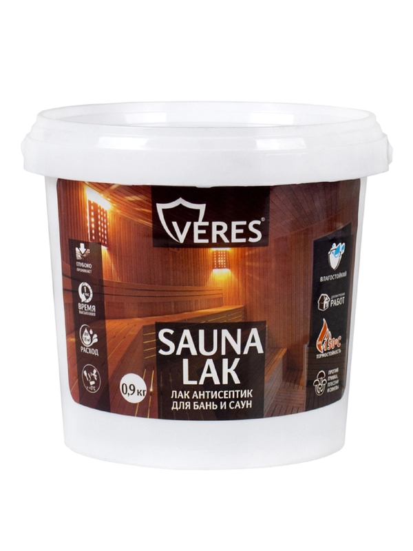 Лак для бань и саун Veres, акриловый, 0,9 кг