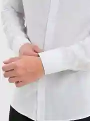 Белый мужская рубашка, стойка воротник