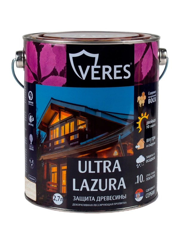 Декоративная пропитка для дерева Veres Classic Lazura №1, матовая, 0,9 л, бесцветная