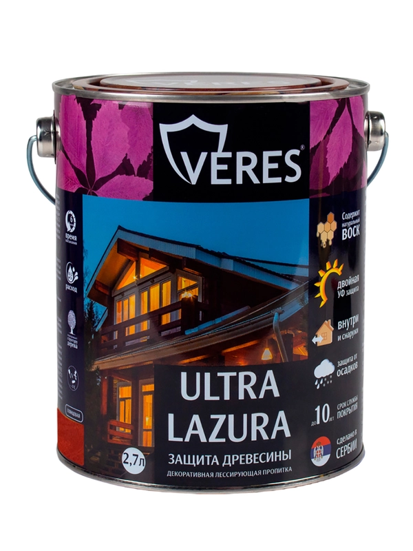 Декоративная пропитка для дерева Veres Classic Lazura №9, матовая, 0,9 л, палисандр