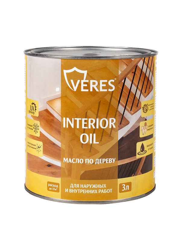 Масло для дерева Veres Interior Oil, 3 л, белое