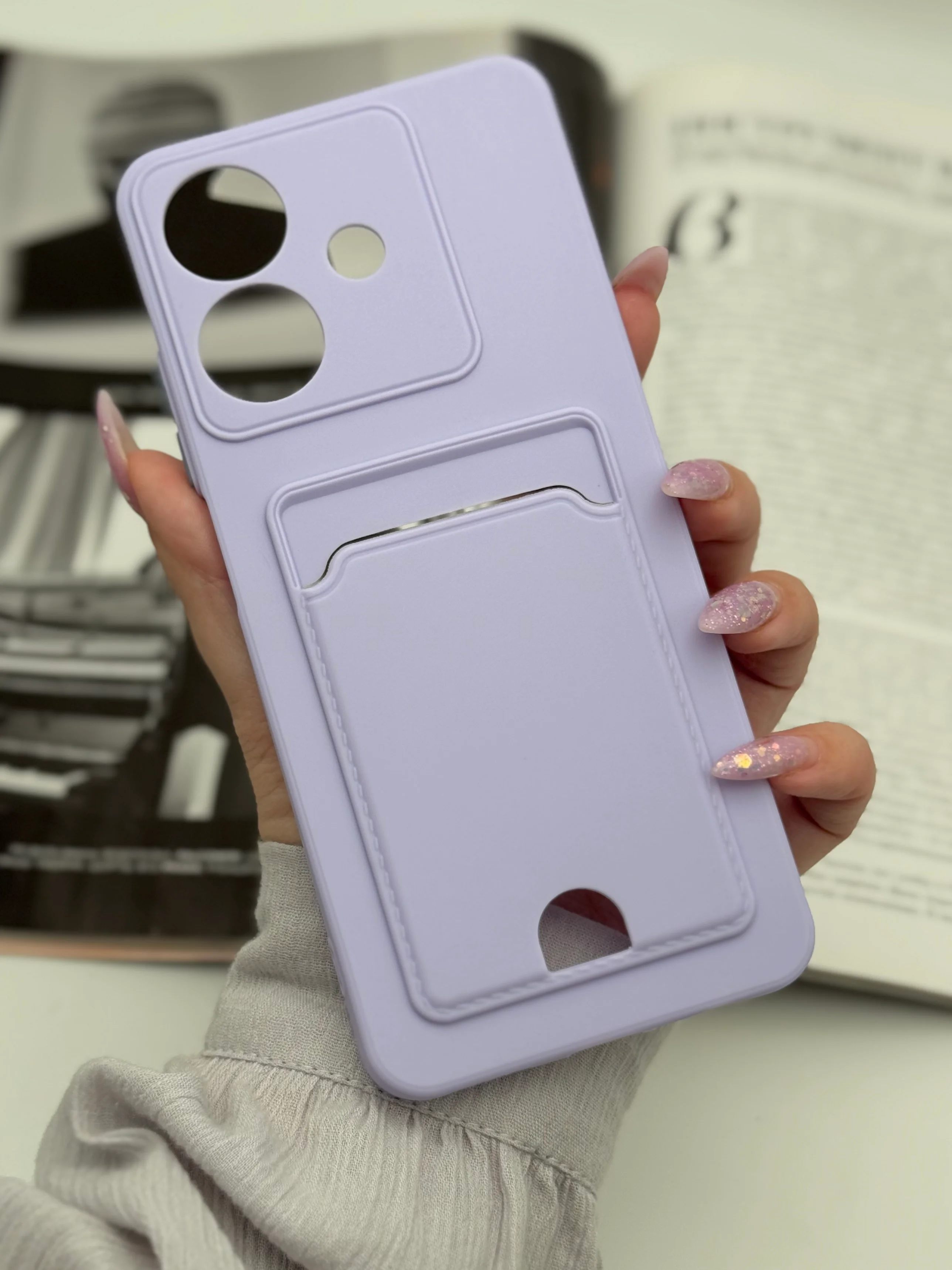 Сиреневый чехол для Realme Note 60, с карманом для карты, реалми нот 60