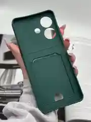 Тёмно-зелёный чехол для Realme Note 60, с карманом для карты, реалми нот 60