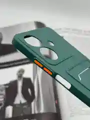 Тёмно-зелёный чехол для Realme Note 60, с карманом для карты, реалми нот 60