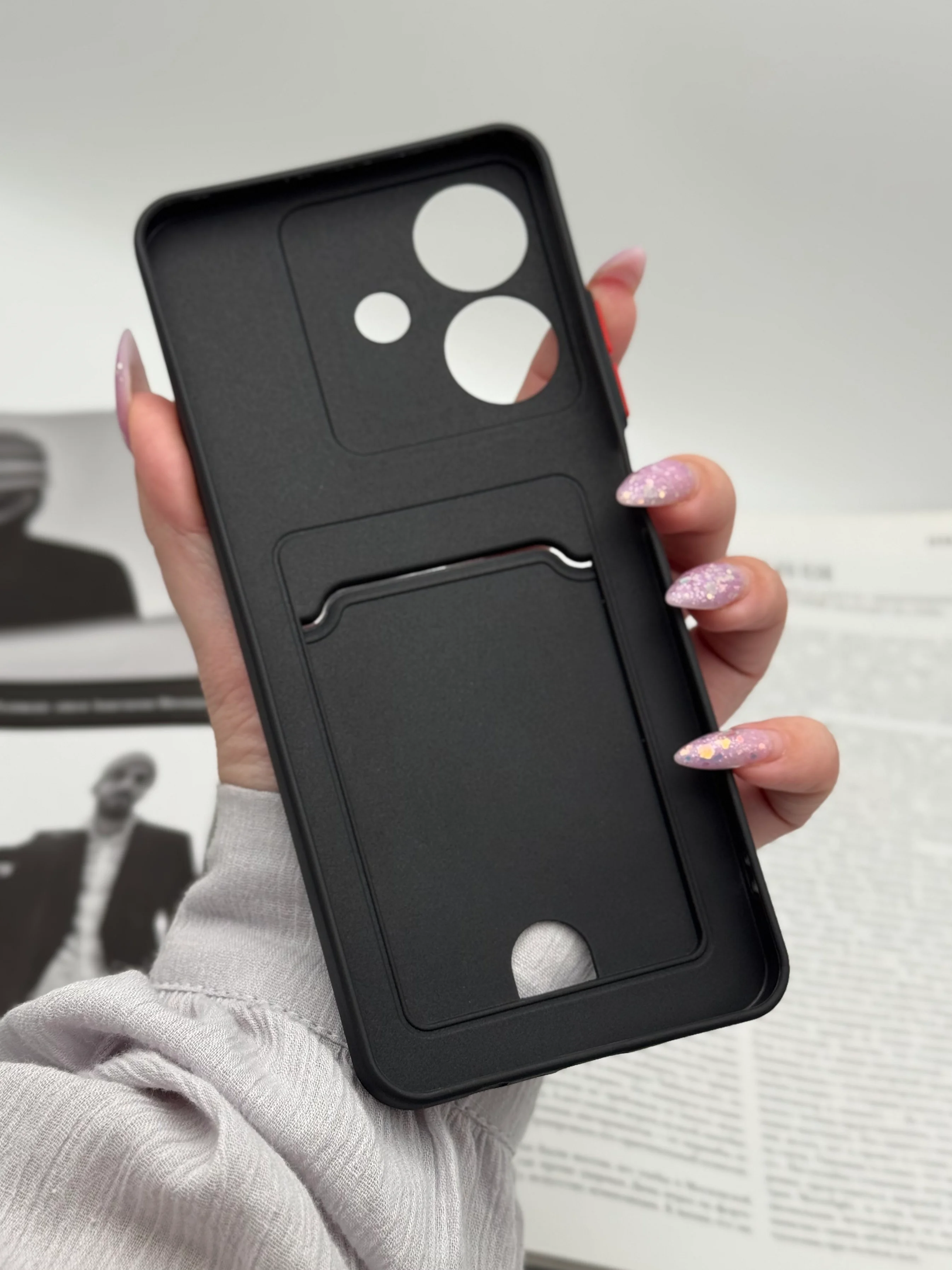 Черный чехол для Realme Note 60, с карманом для карты, реалми нот 60
