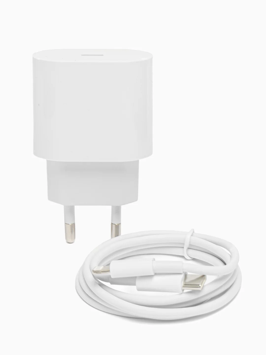 Белый зарядное устройство для iPhone, с кабелем Type-C-Lightning, 20W