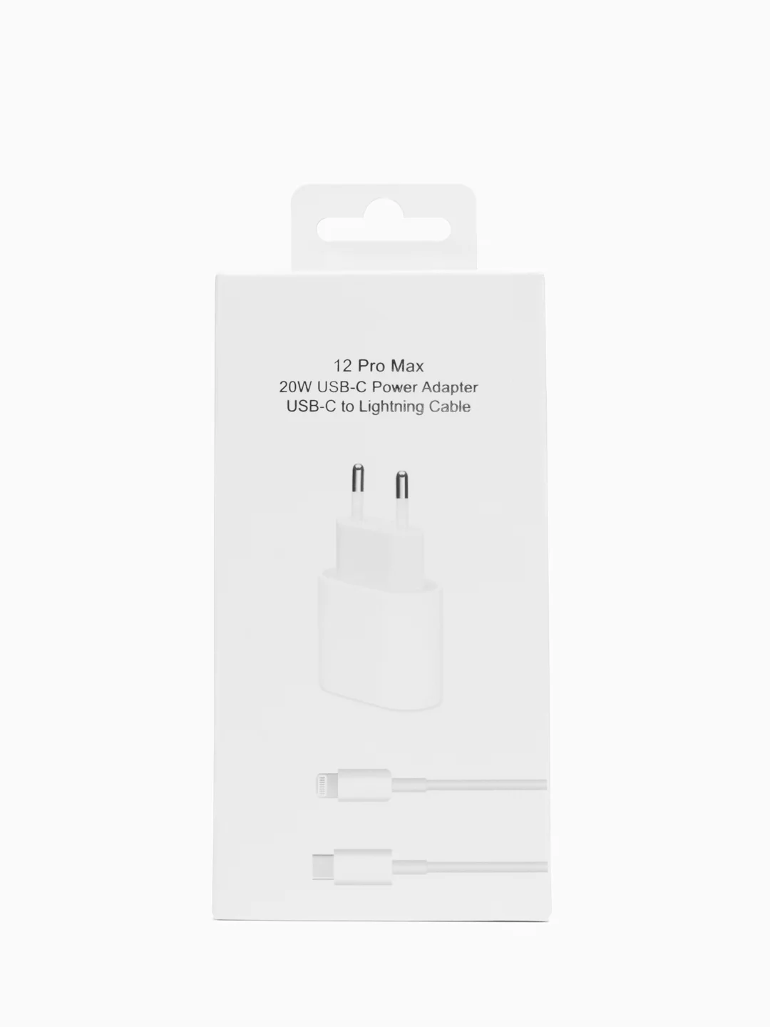 Белый зарядное устройство для iPhone, с кабелем Type-C-Lightning, 20W