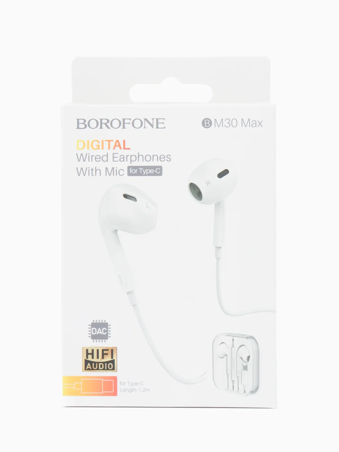 Белый наушники с микрофоном Borofone BM30 Max (3.5mm/Type-C/Lightning)