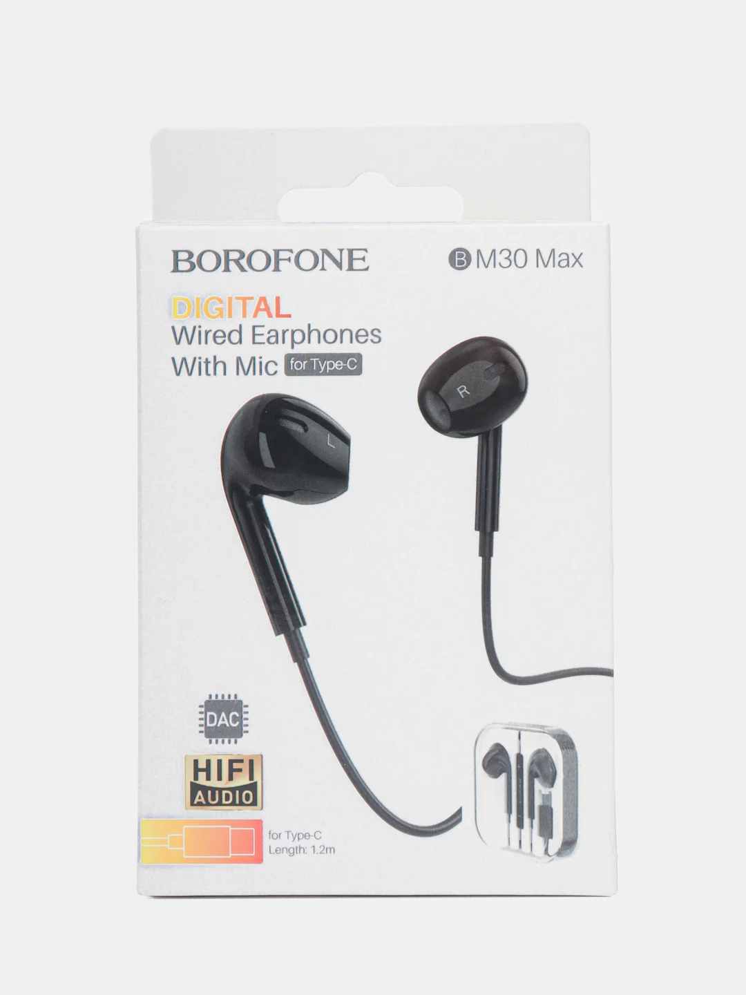 Черный наушники с микрофоном Borofone BM30 Max (3.5mm/Type-C/Lightning)