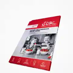 Белый фотобумага самоклеящаяся глянцевая А4 для струйной печати без вырубки SOK 115г/м2, 50 л