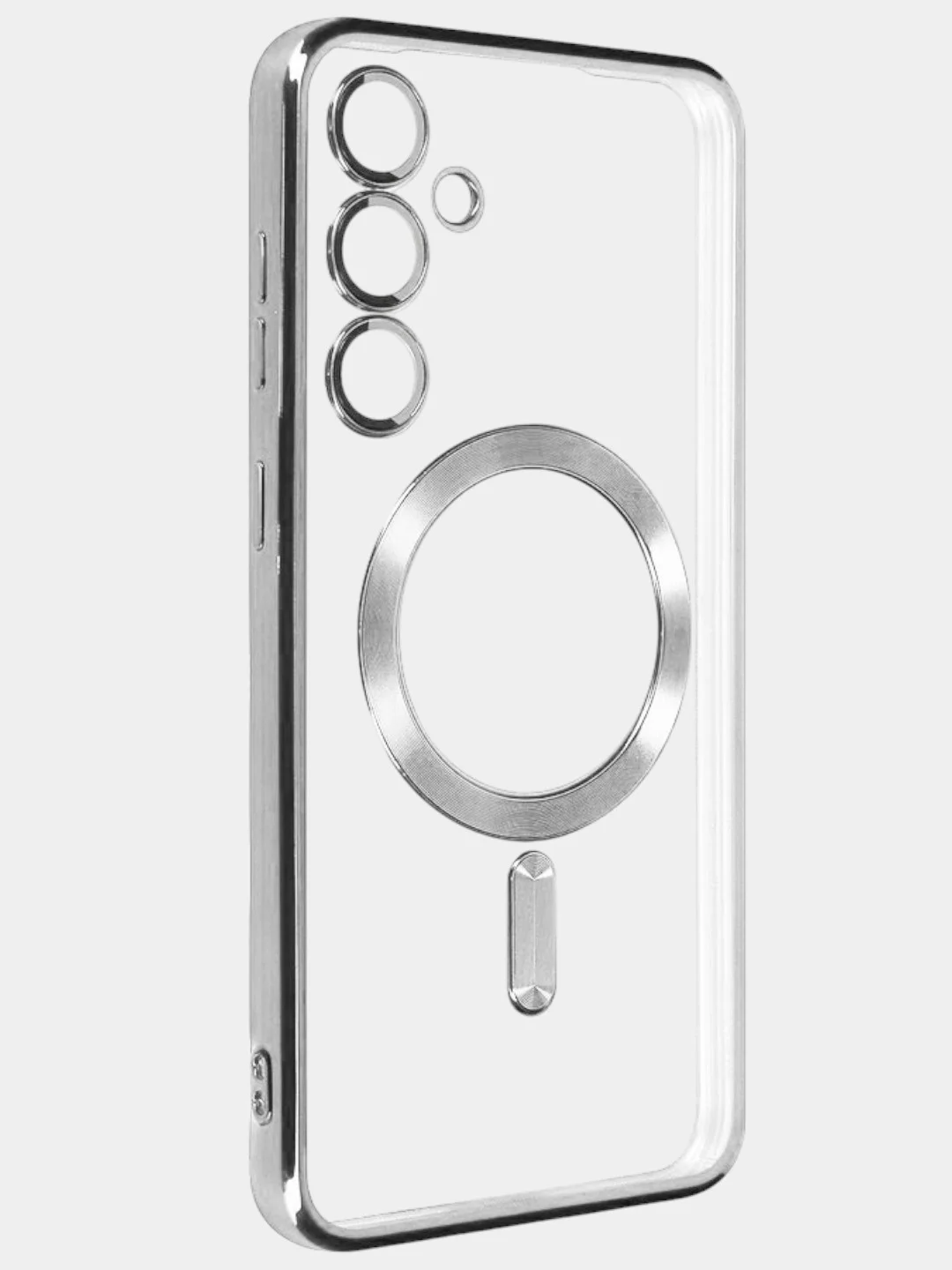 Серебряный чехол magsafe магнитный прозрачный на Samsung S23 Ultra, S24, S24 FE, S24 Plus, S24 Ultra