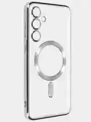 Серебряный чехол magsafe магнитный прозрачный на Samsung S23 Ultra, S24, S24 FE, S24 Plus, S24 Ultra
