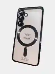 Черный чехол magsafe магнитный прозрачный на Samsung S23 Ultra, S24, S24 FE, S24 Plus, S24 Ultra