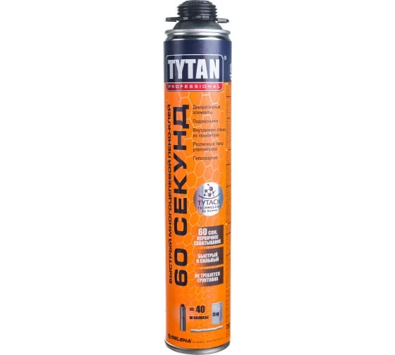 60 СЕКУНД Быстрый Пено-клей GUN 750 мл, TYTAN Professional