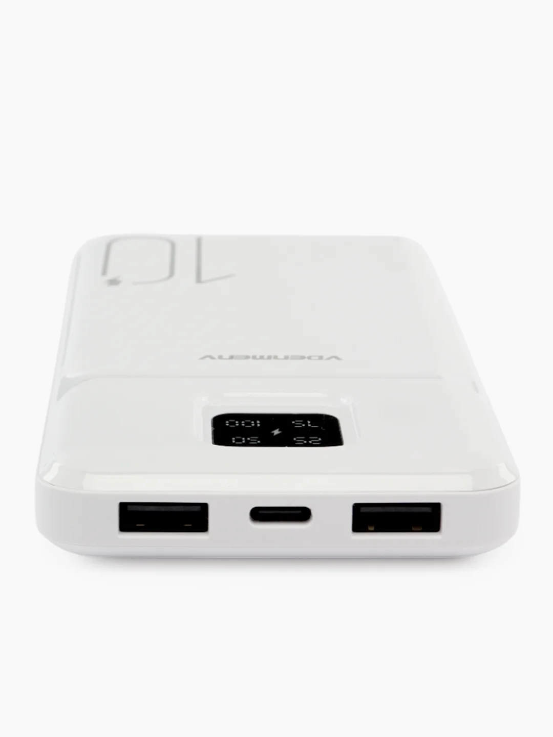 Белый power Bank  10000 мАч, Внешний аккумулятор с показателем заряда, 2 USB разъема для зарядки