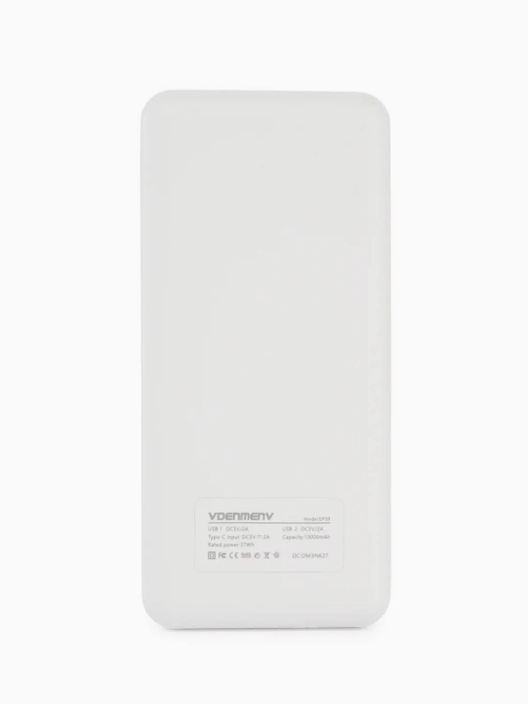 Белый power Bank  10000 мАч, Внешний аккумулятор с показателем заряда, 2 USB разъема для зарядки