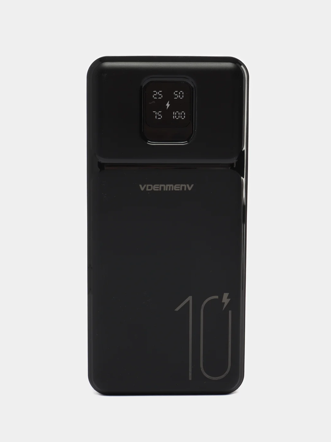 Черный power Bank  10000 мАч, Внешний аккумулятор с показателем заряда, 2 USB разъема для зарядки