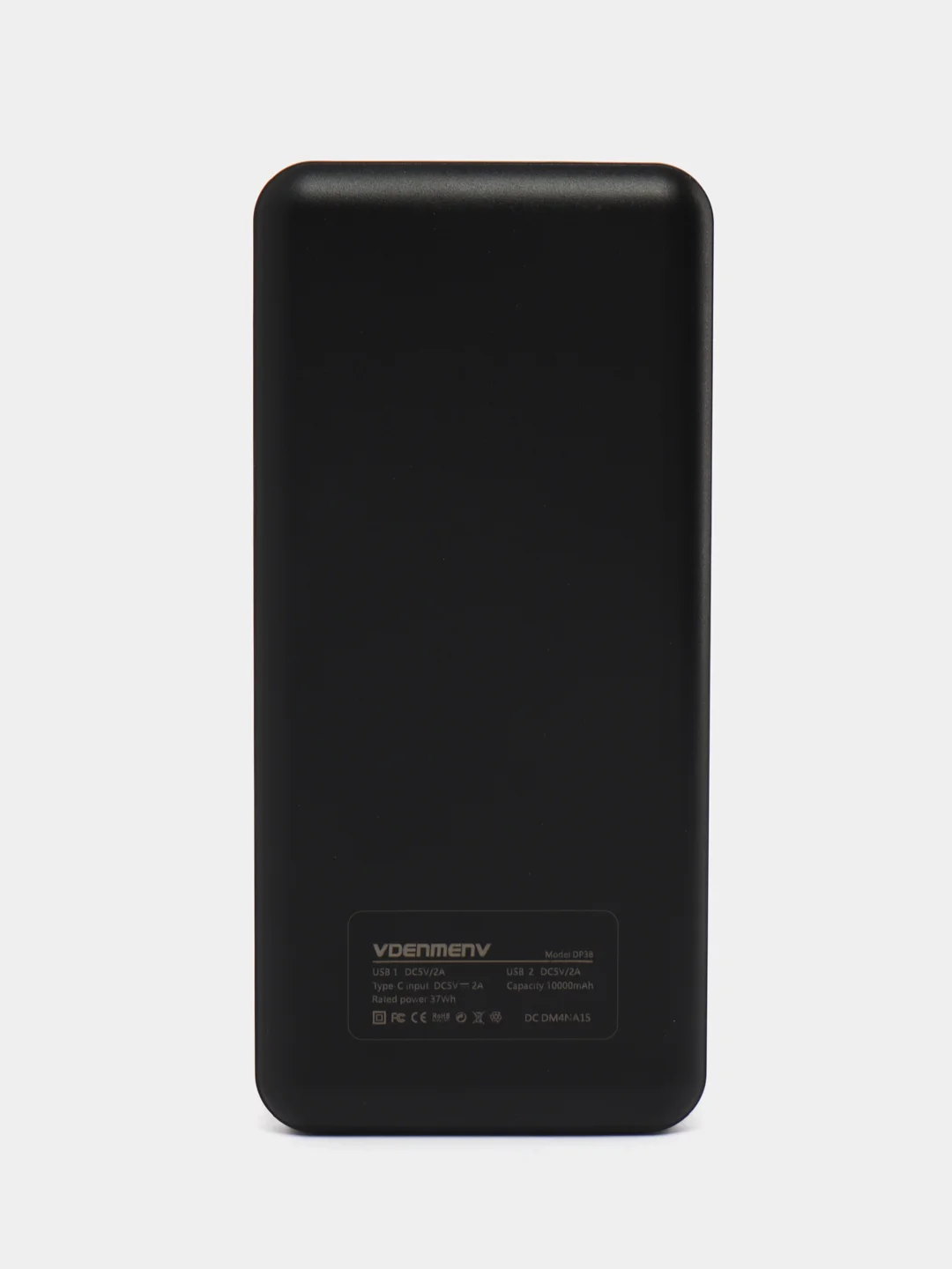 Черный power Bank  10000 мАч, Внешний аккумулятор с показателем заряда, 2 USB разъема для зарядки