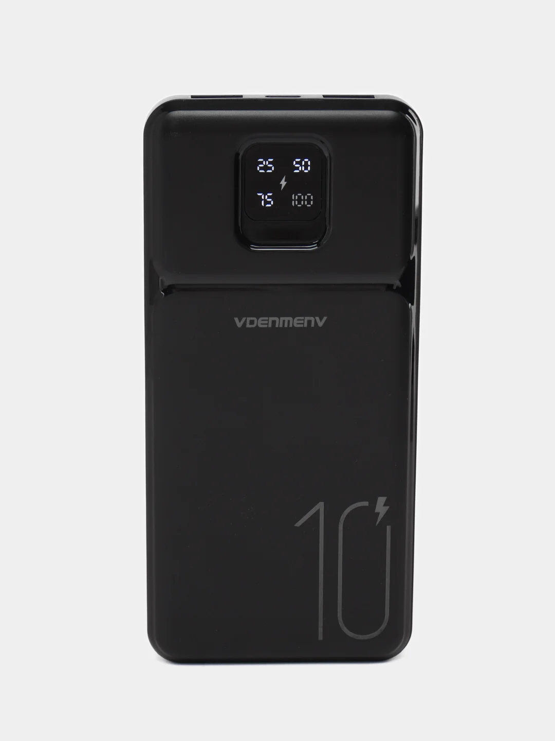 Черный power Bank  10000 мАч, Внешний аккумулятор с показателем заряда, 2 USB разъема для зарядки