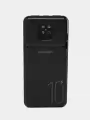 Черный power Bank  10000 мАч, Внешний аккумулятор с показателем заряда, 2 USB разъема для зарядки