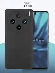 Черный чехол ROSCO для Vivo X100 силиконовый, тонкий, бортик вокруг камер