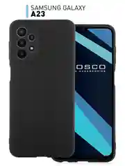 Черный чехол для Samsung Galaxy A23 силиконовый ROSCO матовый тонкий с бортиком- защитой камер
