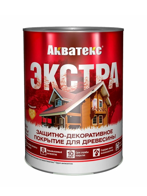 Защитно-декоративное покрытие для дерева Акватекс 2 в 1, полуматовое, 2,7 л, махагон
