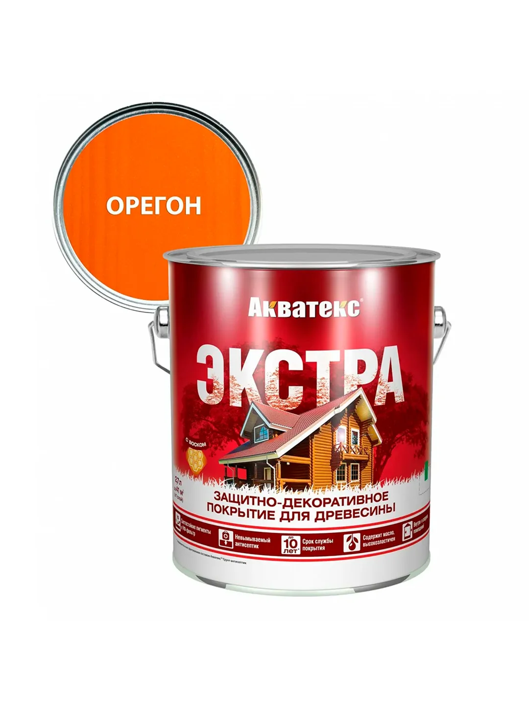 Защитно-декоративное покрытие для дерева Акватекс 2 в 1, полуматовое, 9 л, груша