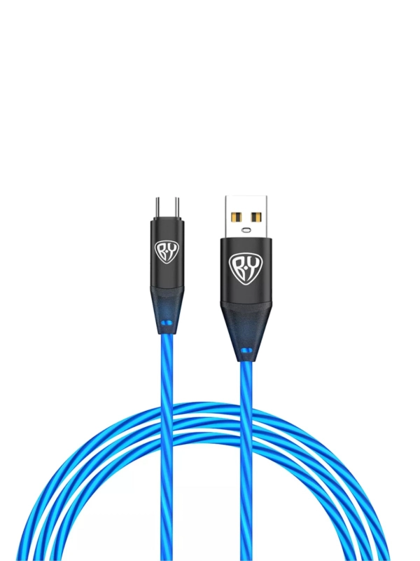 Кабель для зарядки светящийсяMicro USB, 1 м, 2.4А, Быстрая зарядка, LED подсветка