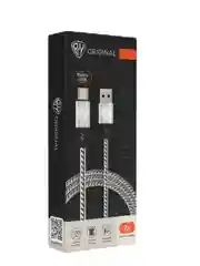 Кабель для зарядки Micro USB, 1 метр, 2А, кожаная оплётка цвет серебро
