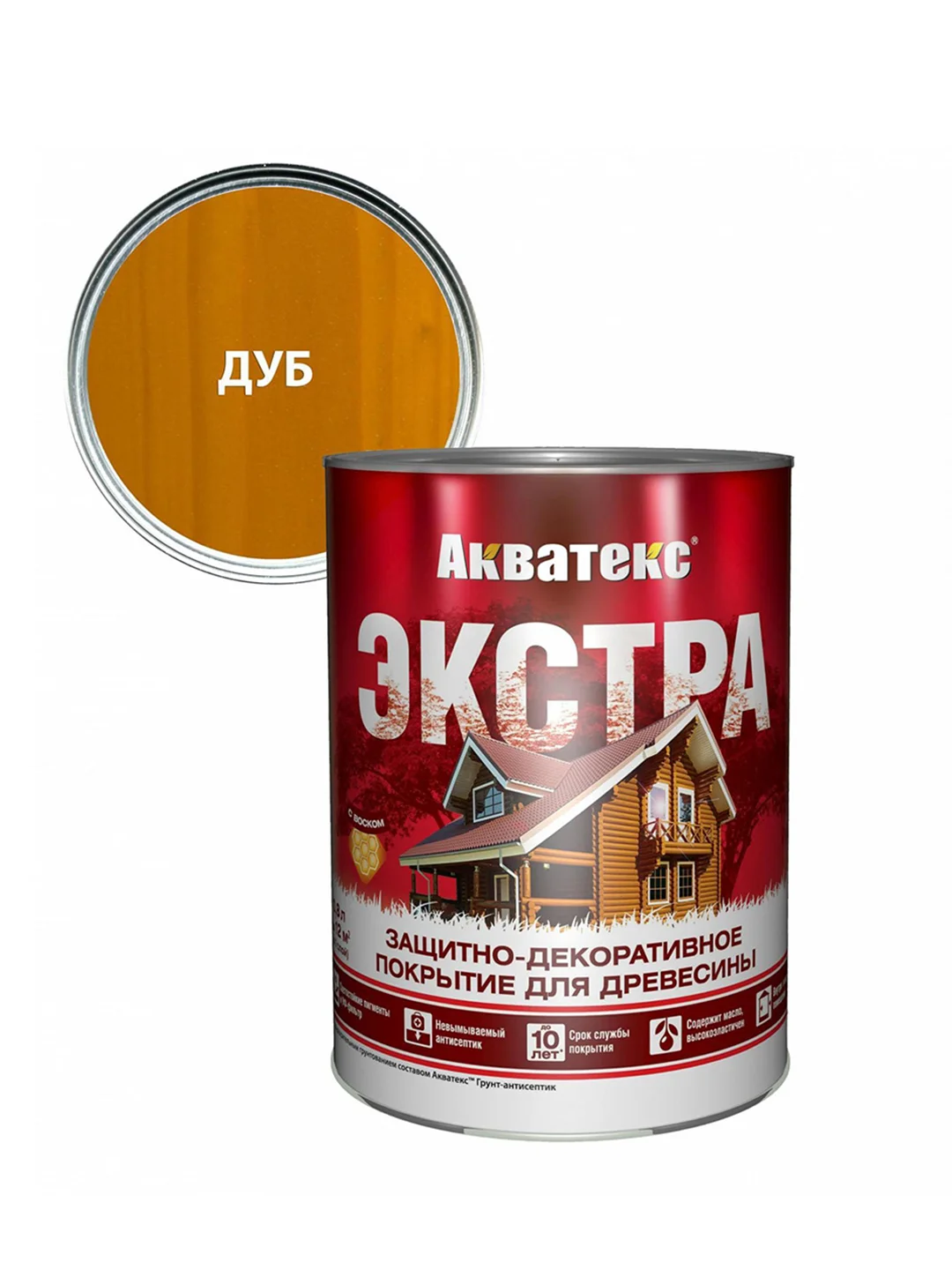 Защитно-декоративное покрытие для дерева Акватекс 2 в 1, полуматовое, 2,7 л, калужница