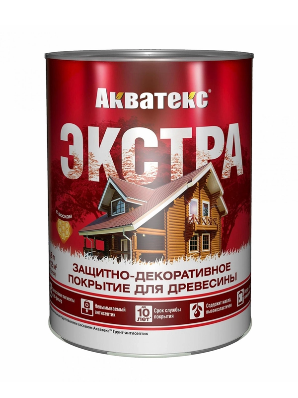 Защитно-декоративное покрытие для дерева Акватекс 2 в 1, полуматовое, 2,7 л, орегон