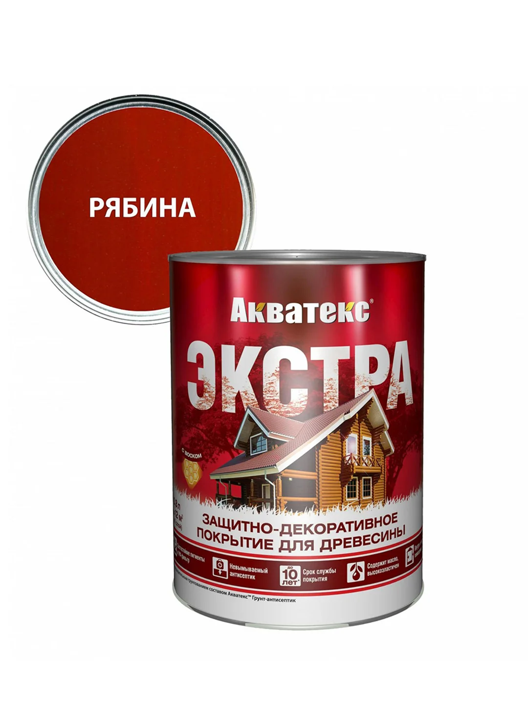 Защитно-декоративное покрытие для дерева Акватекс 2 в 1, полуматовое, 2,7 л, тик