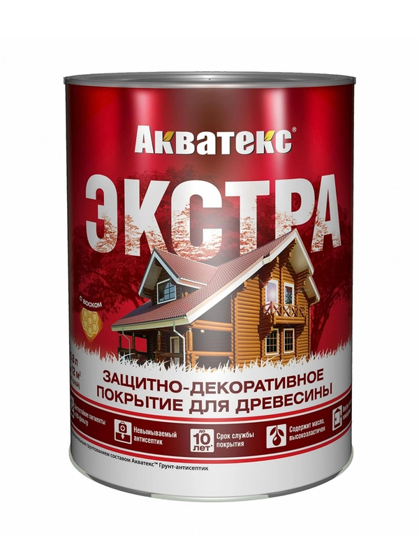 Защитно-декоративное покрытие для дерева Акватекс 2 в 1, полуматовое, 2,7 л, тик