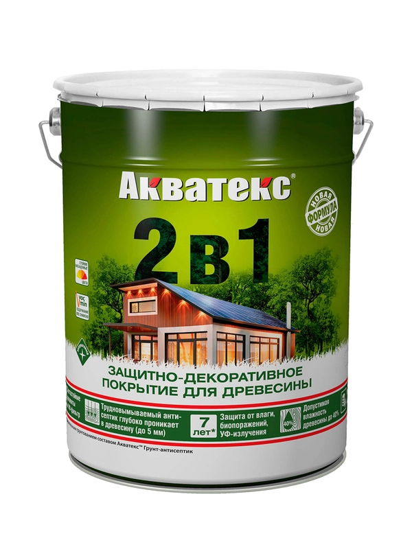 Защитно-декоративное покрытие для дерева Акватекс 2 в 1, полуматовое, 0,8 л, ваниль