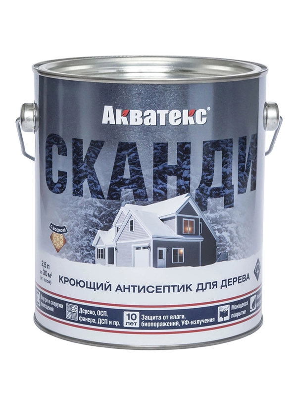 Антисептик для дерева Акватекс Сканди 65100, кроющий, полуматовый, 0,75 л, альпийское утро