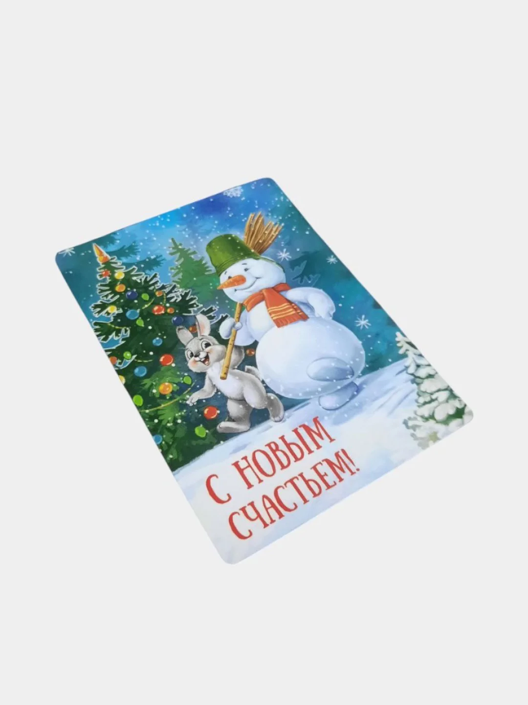 Зеленый магнит новогодний сувенир снеговик