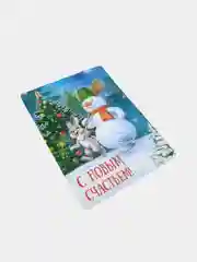 Зеленый магнит новогодний сувенир снеговик