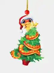 Желтый ёлочная игрушка - подвеска деревянная, новогодняя. Символ года - Змея