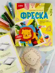 Картина Аппликация из песка в картонной рамке лев Лори