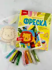 Картина Аппликация из песка в картонной рамке лев Лори