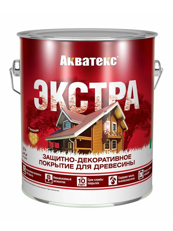 Защитно-декоративное покрытие для дерева Акватекс 2 в 1, полуматовое, 9 л, махагон