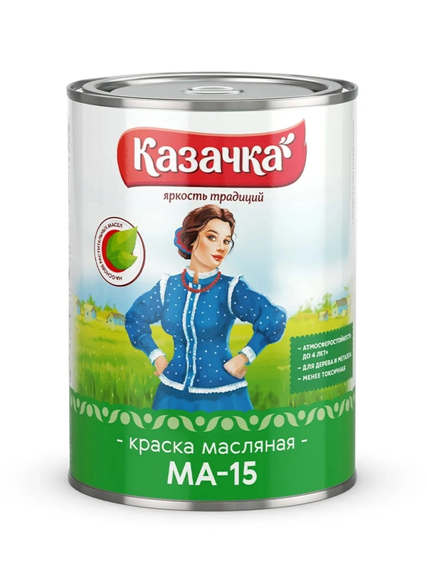 Краска масляная МА-15 Казачка, глянцевая, 0,9 кг, бирюзовая
