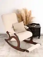 Светло-бежевый кресло качалка взрослое с подножкой Glider, 2 цвета